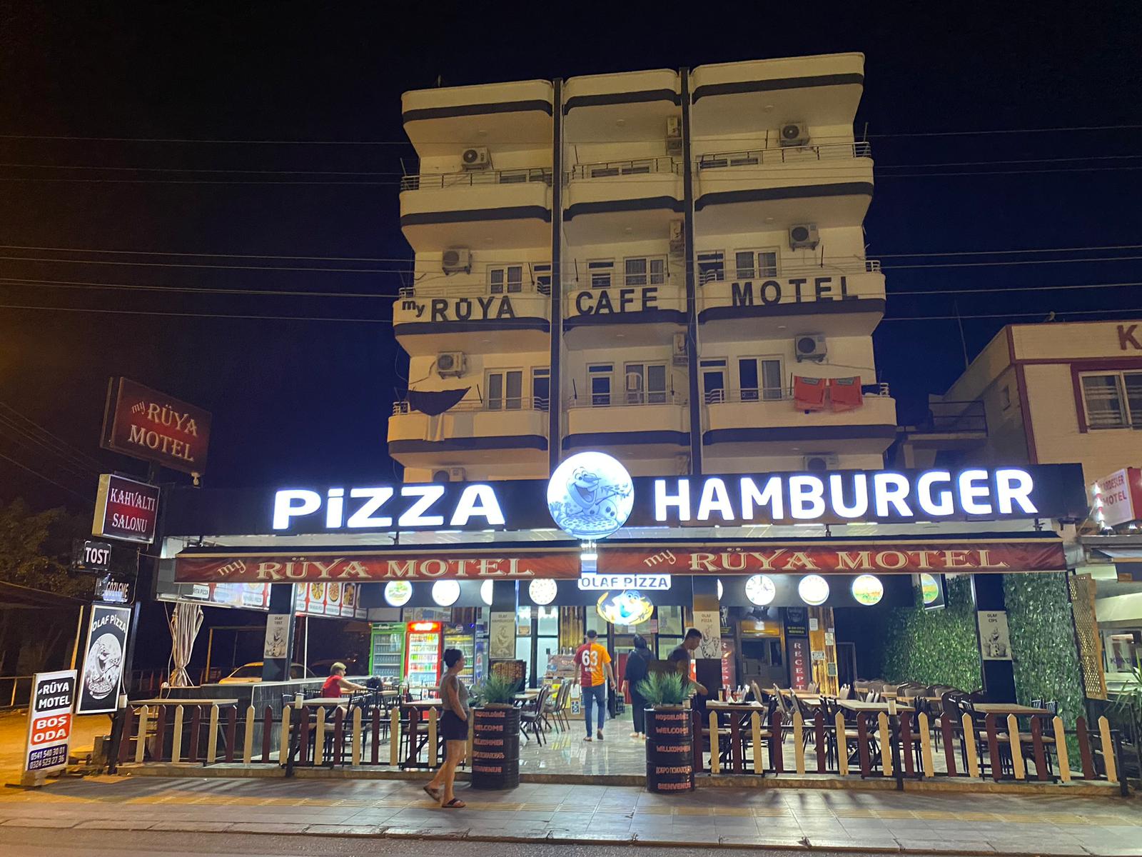 MY RÜYA MOTEL Kızkalesi Uygun Otel Cafe Pizza Hamburger Salonu
